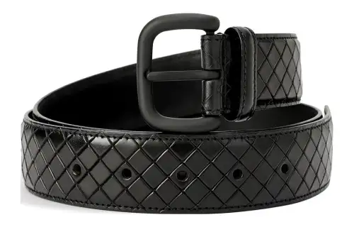 Bottega Veneta Cow Leather Belts Men's Black Width 4cm