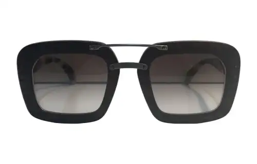 PRADA Acetate Irregular Shape Sunglasses Unisex Black