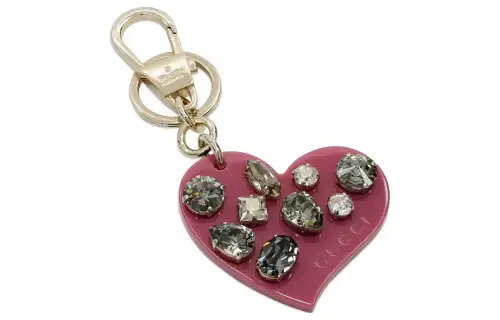 GUCCI Embellished Heart Key Ring Charm
