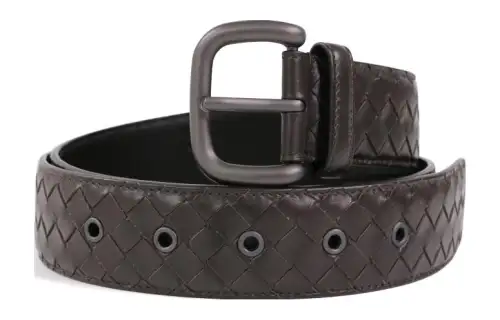 Bottega Veneta Cow Leather Belts Men's Burgundy Width 4cm
