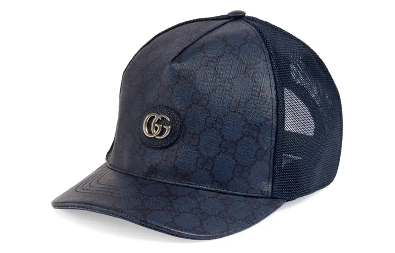 GUCCI GG Supreme Leather Baseball Caps Men's Dark Blue