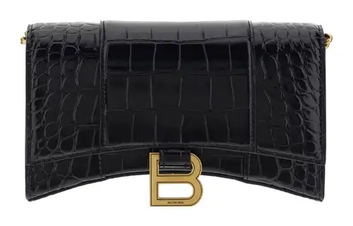 Balenciaga Embossed Logo Plaque Chain Wallet