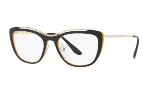 PRADA Plastic Irregular Shape Eyeglass Frames Unisex Black