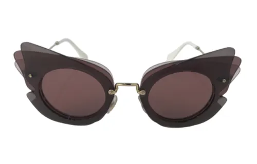 MIU MIU Metal Irregular Shape Sunglasses Women's Red