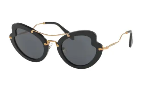 MIU MIU Acetate Irregular Shape Sunglasses Women's Black