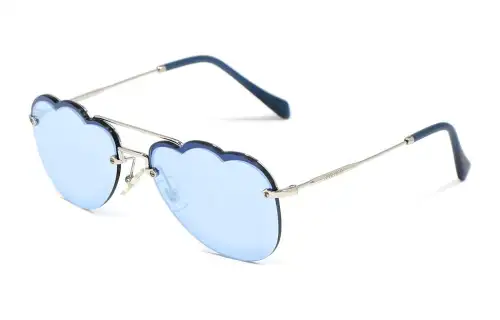 MIU MIU Metal Irregular Shape Sunglasses Women's Silver