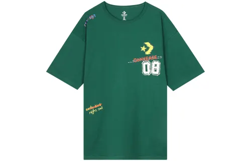 Converse T Shirts Unisex Green Crew Neck Moderate Straight Fit