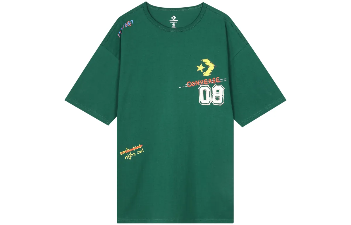 Converse T-Shirts Unisex Green Crew Neck Moderate Straight Fit