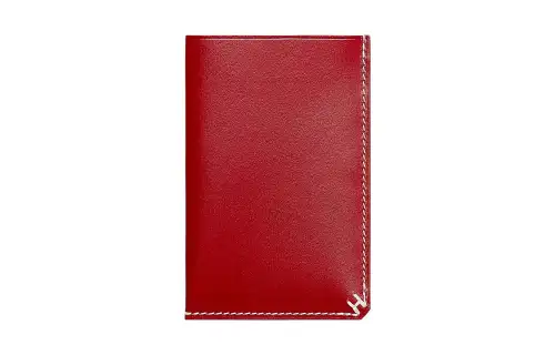 HERMES Evercolor Calfskin Card Holder Women's 5X Rouge Piment Pepper Red