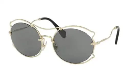 MIU MIU Metal Irregular Shape Sunglasses Women's Gold