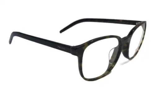 PRADA Acetate Irregular Shape Eyeglass Frames Unisex Brown