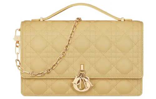 DIOR Sheepskin Shoulder Bag, Crossbody Bag, Handbag Regular Women's Light Yellow