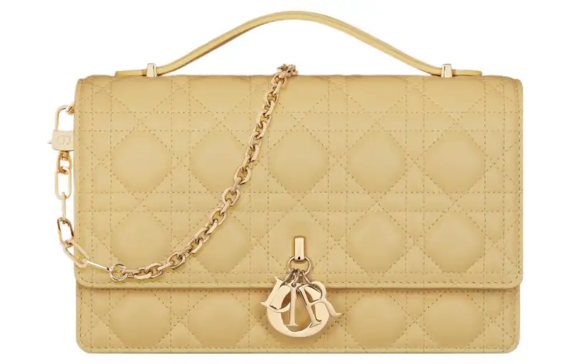 DIOR Sheepskin Shoulder Bag, Crossbody Bag, Handbag Regular Women's Light Yellow