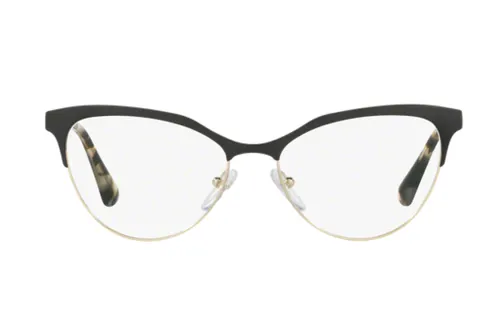 PRADA Plastic Metal Irregular Shape Eyeglass Frames Women's Black