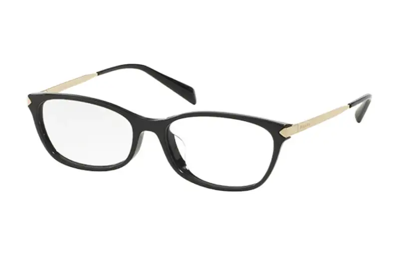 PRADA Plastic Irregular Shape Eyeglass Frames Unisex Black