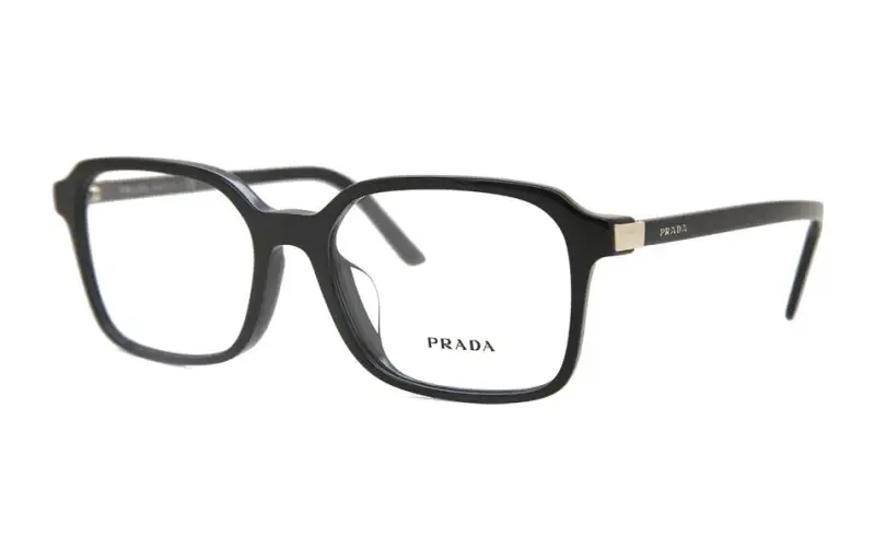 PRADA Acetate Square Eyeglass Frames Unisex Black