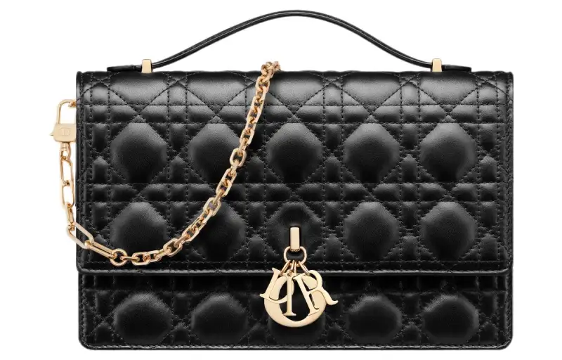 DIOR My Dior Sheepskin Handbag Regular Women's Black