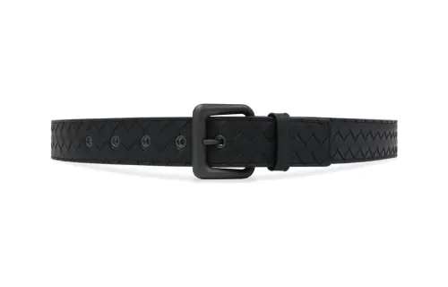 Bottega Veneta Cow Leather Belts Men's Dark Blue Width 3.5cm