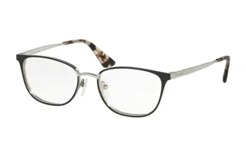 PRADA Acetate Irregular Shape Eyeglass Frames Unisex Black
