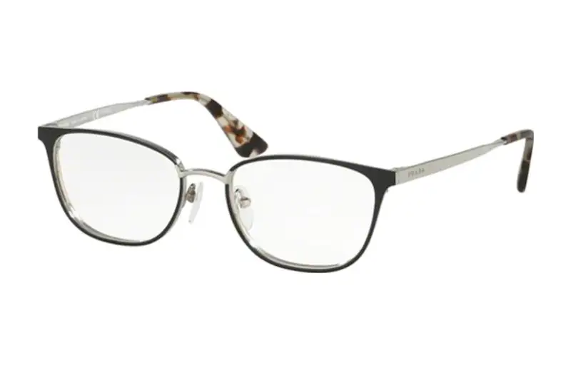 PRADA Acetate Irregular Shape Eyeglass Frames Unisex Black