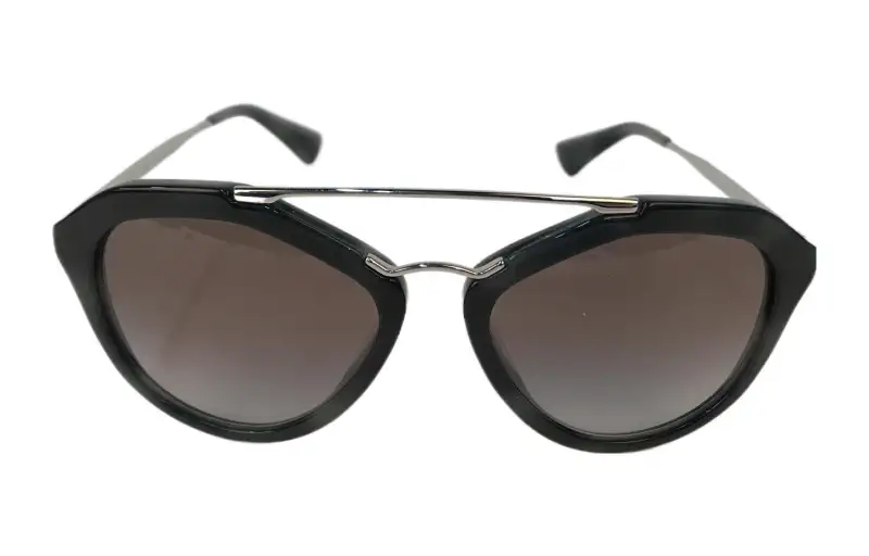 PRADA Acetate Irregular Shape Sunglasses Unisex Black
