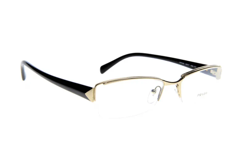 PRADA Acetate Browline Eyeglass Frames Unisex Gold