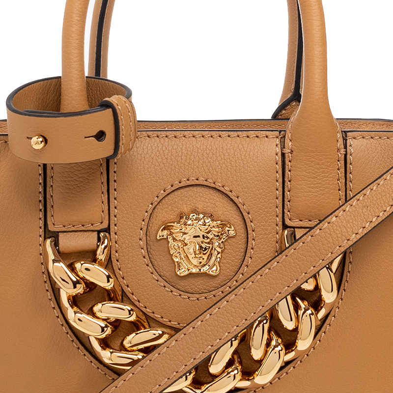 Женская сумка Versace La Medusa (коричневая) — фото 4