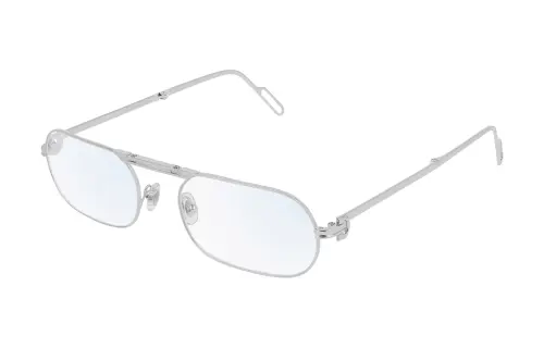CARTIER Metal Irregular Shape Eyeglass Frames Unisex Silver