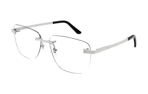 CARTIER Metal Irregular Shape Eyeglass Frames Unisex Silver