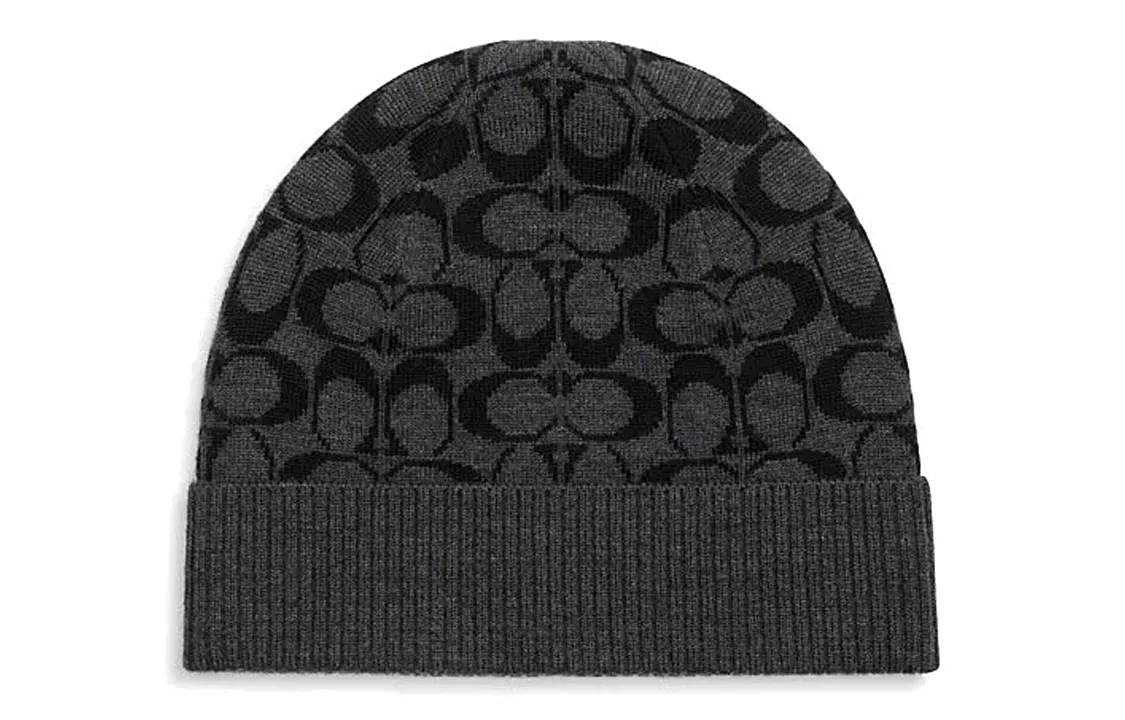 COACH Sheep Wool Beanies Men's Gray