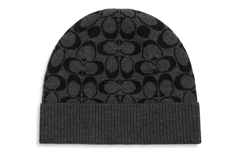 COACH Sheep Wool Beanies Men's Gray