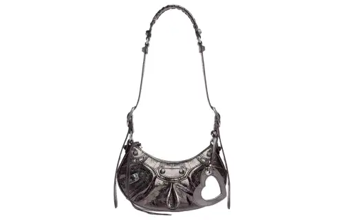 Balenciaga Le Cagole Sheepskin Handbag, Shoulder Bag Mini Women's Dark Gray