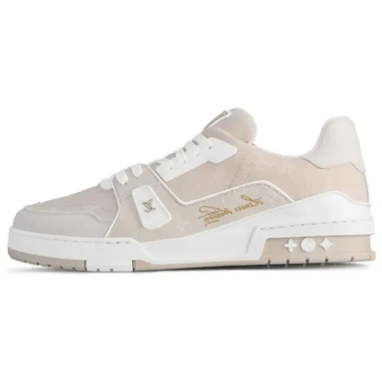 LOUIS VUITTON Trainer Skateboard Shoes Unisex Low-Top Beige