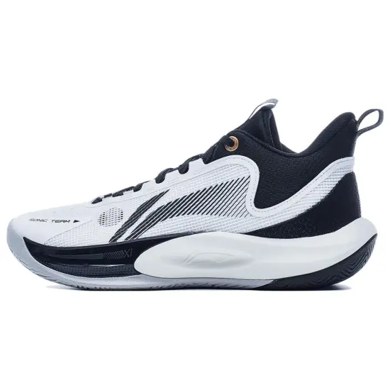 LINING SONIC Team Basketball Shoes Men Mid-Top Standard White/Black
