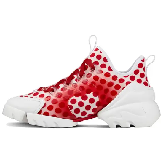 DIOR D-Connect Casual Shoes Women's Mid-Top Red White