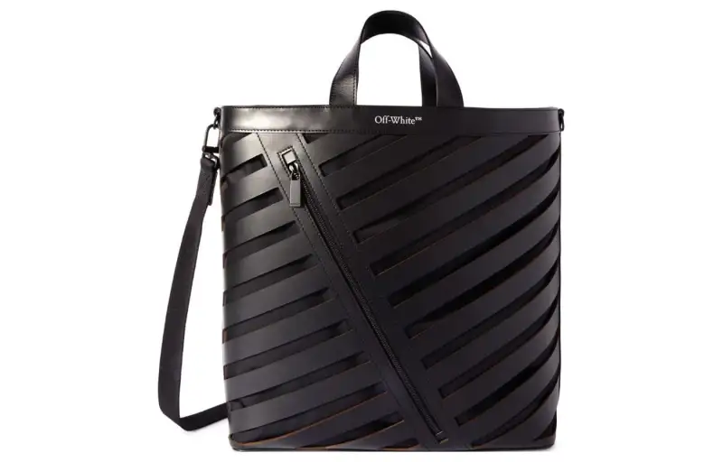 OFF WHITE Diag Cut Out Tote Black
