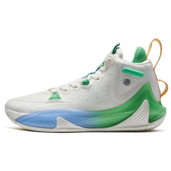 XTEP Flying Shark 2nd Generation Basketball Shoes Men High-Top Sail White/Pale Green