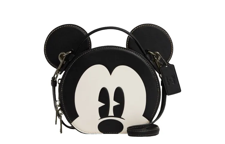 COACH Disney 17 Collaboration Mickey Leather Small Round Bag Crossbody Bag Small Women's Black White