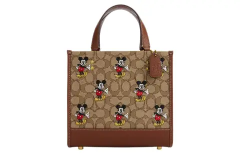 COACH Dempsey Fabric With Leather Sheet Music Bag, Tote Bag, Shopping Bag, Shoulder Bag, Crossbody Bag, Handbag Small