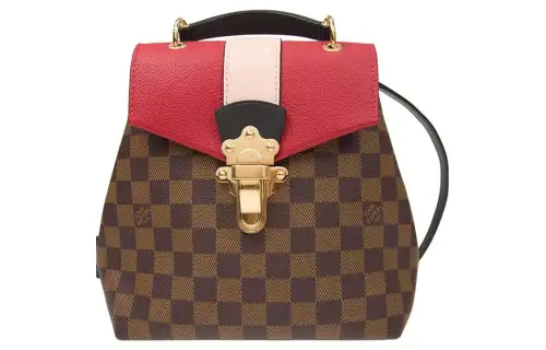 LOUIS VUITTON Leather Backpack Women's Brown Red
