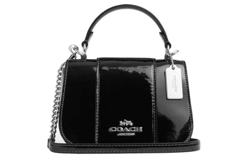 COACH Lysa Cow Leather Saddle Bag, Shoulder Bag, Crossbody Bag, Handbag Small Women's Black