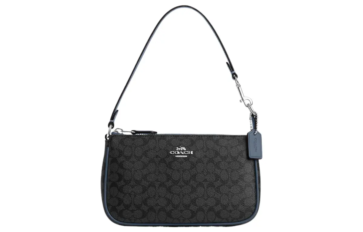COACH Nolita Coated Canvas With Leather Handbag, Shoulder Bag Small Women's Silver/Graphite/Light Mist