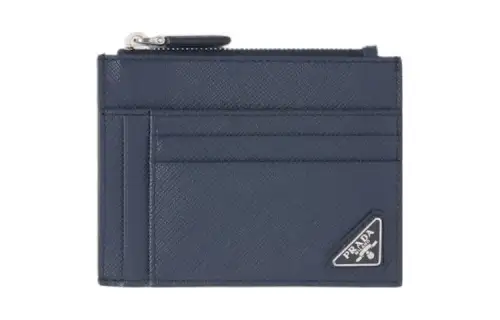 PRADA Saffiano Leather Card Holder Regular Men's Blue