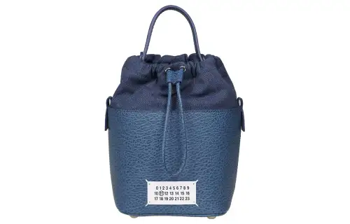 Maison Margiela 5AC Cow Leather Bucket Bag One Shoulder Handbag Small Women's Navy Blue