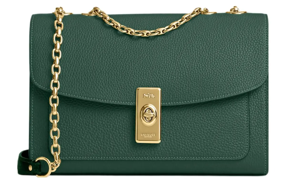 COACH Lana Leather Envelope Bag, Crossbody Bag, Shoulder Bag Medium Women's Green