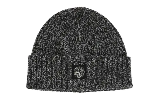STONE ISLAND Logo-Patch Mélange Knitted Beanie
