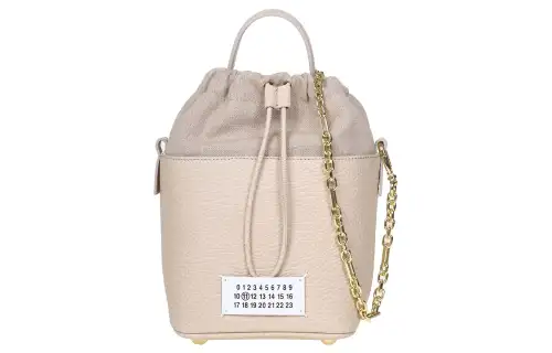 Maison Margiela 5AC Cow Leather Bucket Bag Shoulder Bag, Handbag Small Women's Light Beige
