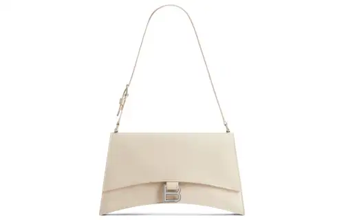 Balenciaga Crush Cow Leather Handbag, Shoulder Bag Women's Light Beige