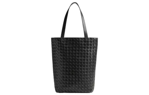 Bottega Veneta Intrecciato Calfskin Tote Bag, Shopping Bag, Handbag Small Men's Black/Natural