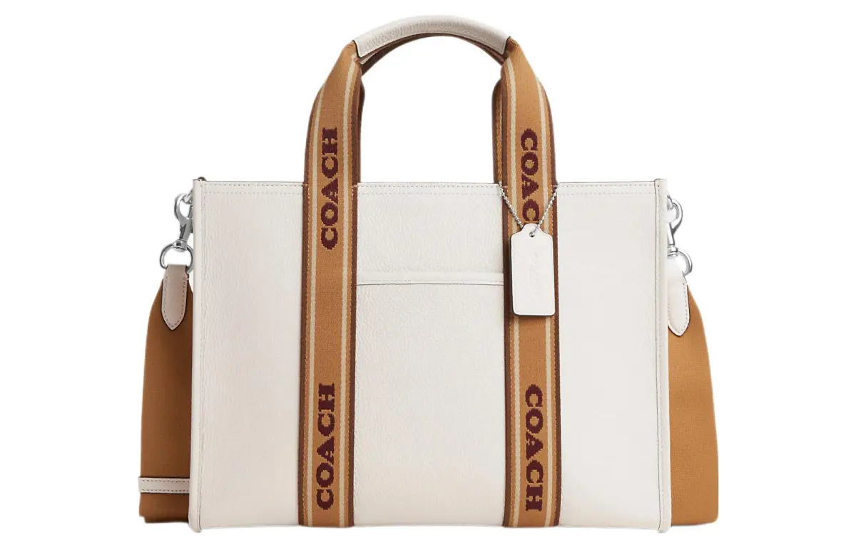COACH Smith Fabric With Leather Tote Bag, Shopping Bag, Shoulder Bag, Crossbody Bag, Handbag Medium Women's
